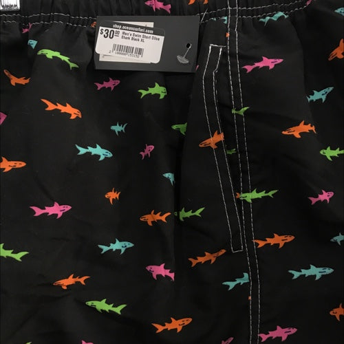 MENS SWIM SHORT OLIVE SHARK BLACK