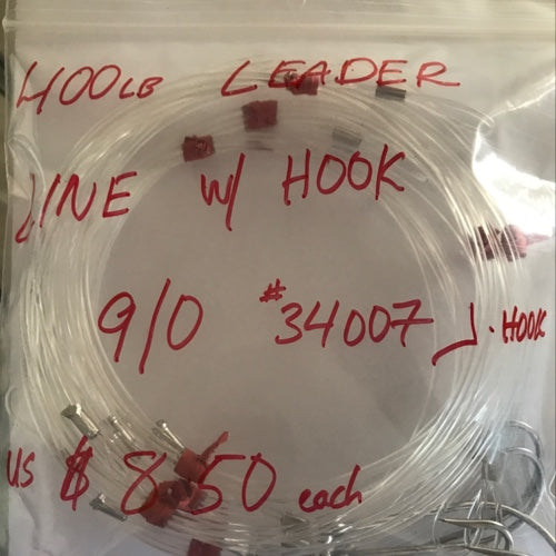 400lb LEADER LINE W/ HOOK  9/0 #34007 J.HK